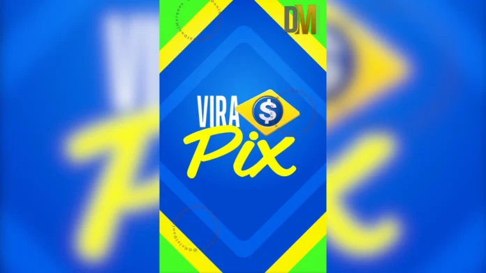 Design colorido com texto 'Vira Pix'